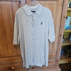 Ashworth Cream and Black Patterned Polo Shirt
